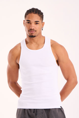 White Ribbed Tank Top