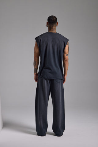 Washed Script Oversize Tank | Puslu Siyah