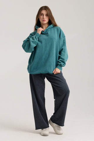 Passion Faded Basic Hoodie | Petrol Yeşili