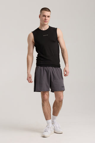 siyah erkek compression kolsuz tank top front full body passion athletics