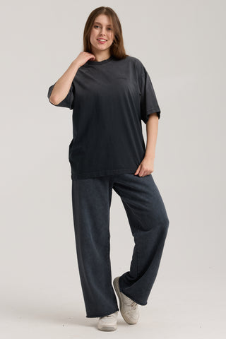 Faded Basic Tee | Puslu Siyah
