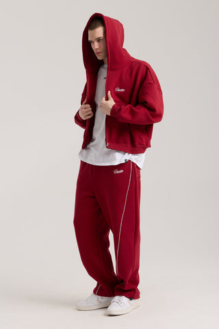 Unisex Basic Winter Full Zip Hoodie | Bordo