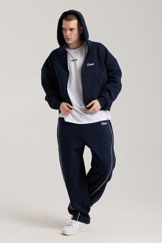 Unisex Basic Winter Full Zip Hoodie | Lacivert