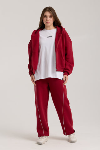 Unisex Basic Winter Full Zip Hoodie | Bordo