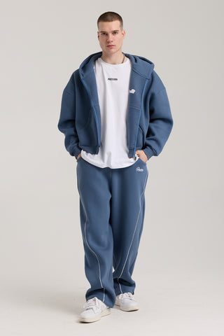 Unisex Basic Winter Full Zip Hoodie | İndigo