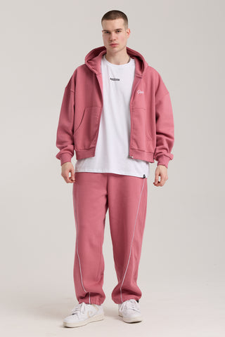 Unisex Basic Winter Full Zip Hoodie | Pembe