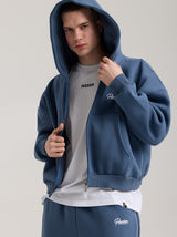 Unisex Basic Winter Full Zip Hoodie | İndigo