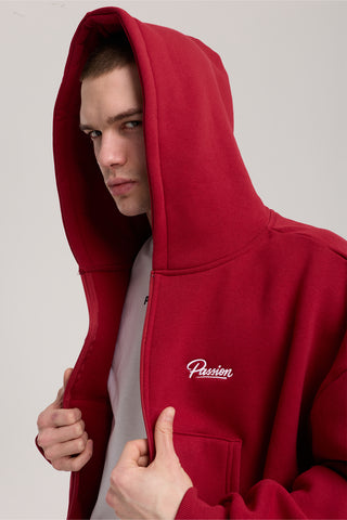 Unisex Basic Winter Full Zip Hoodie | Bordo