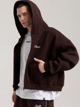 Unisex Basic Winter Full Zip Hoodie | Kahverengi