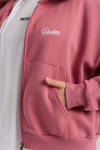 Unisex Basic Winter Full Zip Hoodie | Pembe