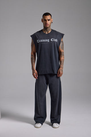 Washed Training Club Oversize Tank | Puslu Siyah