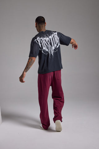 Washed Spike Boxy Fit Tshirt | Puslu Siyah