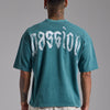 Washed Passion Brush Boxy Fit Tshirt | Petrol Yeşili