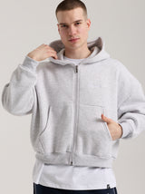Unisex Basic Winter Full Zip Hoodie | Gri