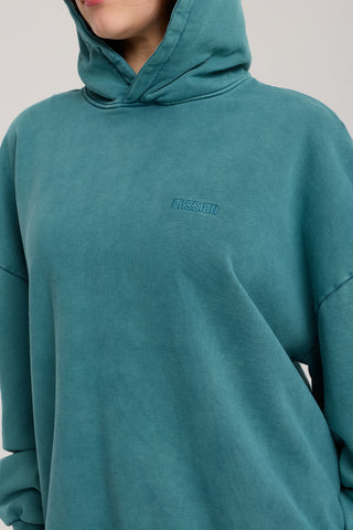 Passion Faded Basic Hoodie | Petrol Yeşili