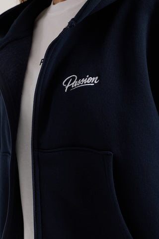 Unisex Basic Winter Full Zip Hoodie | Lacivert