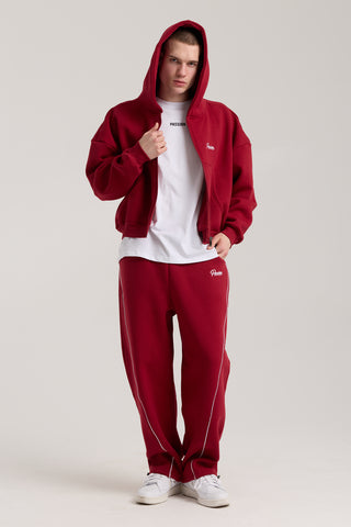 Unisex Basic Winter Full Zip Hoodie | Bordo