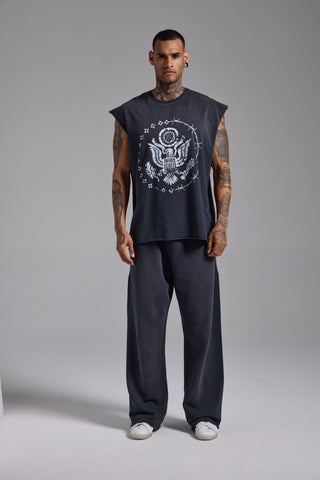 Washed Eagle Oversize Tank | Puslu Siyah