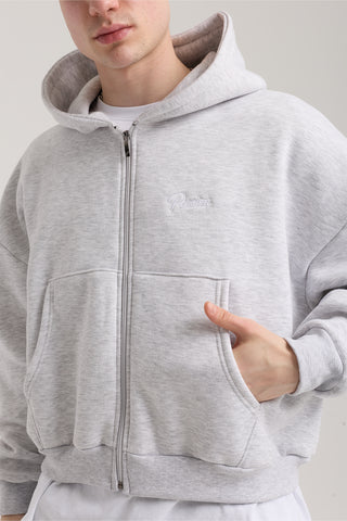 Unisex Basic Winter Full Zip Hoodie | Gri