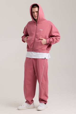 Unisex Basic Winter Full Zip Hoodie | Pembe