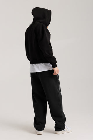 Unisex Basic Winter Full Zip Hoodie | Siyah