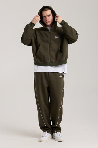 Unisex Basic Winter Full Zip Hoodie | Haki