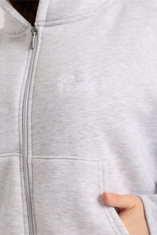 Unisex Basic Winter Full Zip Hoodie | Gri