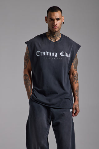 Washed Training Club Oversize Tank | Puslu Siyah