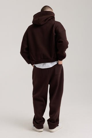 Unisex Basic Winter Full Zip Hoodie | Kahverengi