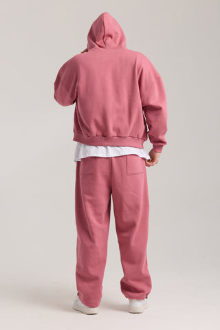 Unisex Basic Winter Full Zip Hoodie | Pembe