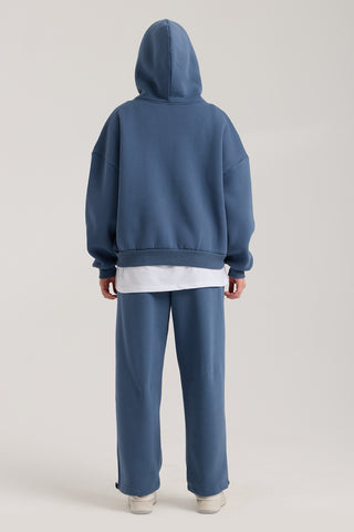 Unisex Basic Winter Full Zip Hoodie | İndigo