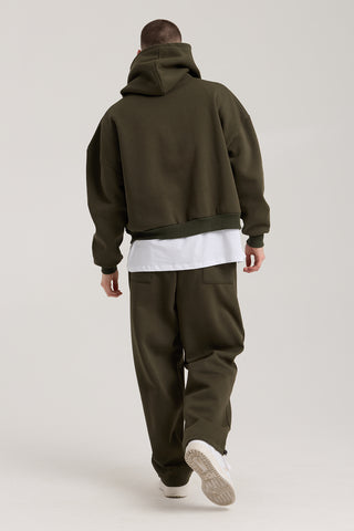 Unisex Basic Winter Full Zip Hoodie | Haki