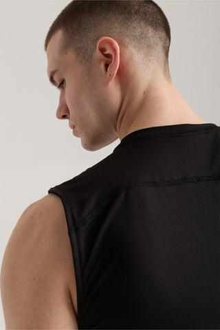 siyah erkek compression kolsuz tank top back detail passion athletics