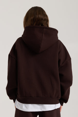 Unisex Basic Winter Full Zip Hoodie | Kahverengi