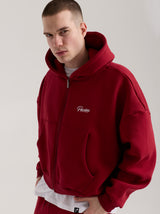 Unisex Basic Winter Full Zip Hoodie | Bordo