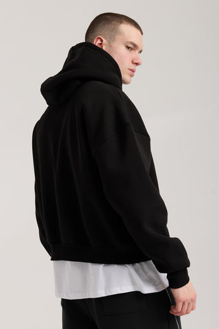 Unisex Basic Winter Full Zip Hoodie | Siyah