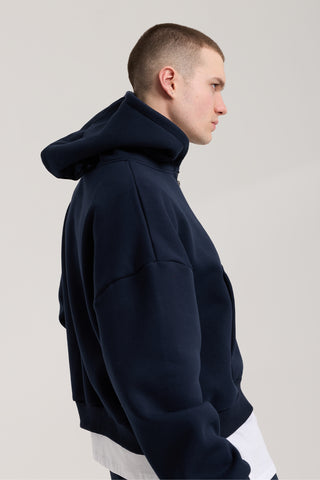 Unisex Basic Winter Full Zip Hoodie | Lacivert