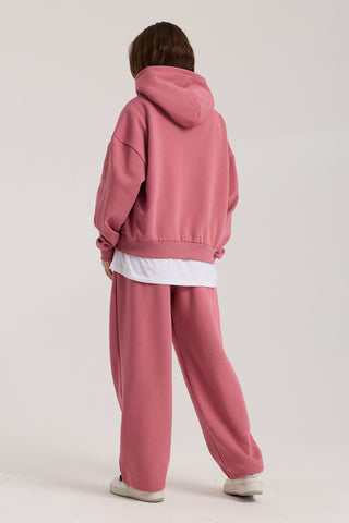 Unisex Basic Winter Full Zip Hoodie | Pembe