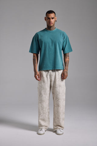 Washed Passion Brush Boxy Fit Tshirt | Petrol Yeşili