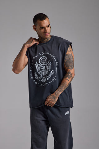 Washed Eagle Oversize Tank | Puslu Siyah