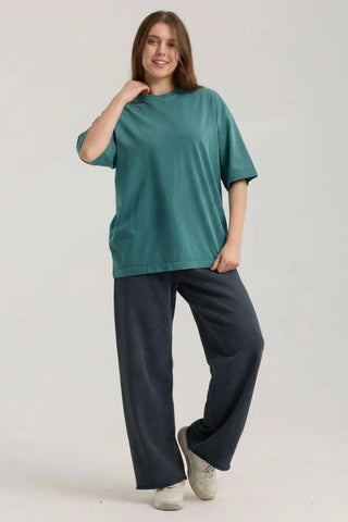 Faded Basic Tee | Petrol Yeşili