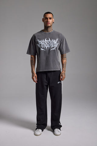 Washed Passion Script Boxy Fit Tshirt | Füme