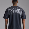 Washed Passion Brush Boxy Fit Tshirt | Puslu Siyah