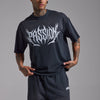 Washed Passion Script Boxy Fit Tshirt | Puslu Siyah