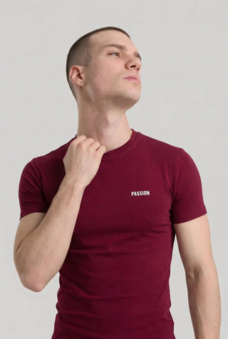 bordo erkek passion muscle fit tshirt passion athletics front detail