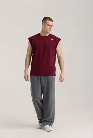 bordo erkek logo cut off tank top front passion athletics