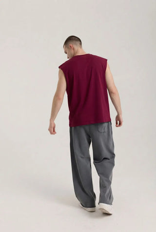 bordo erkek logo cut off tank top back passion athletics