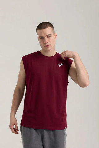bordo erkek logo cut off tank top front passion athletics