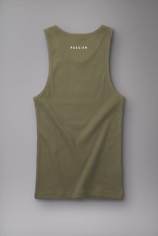 haki erkek ribbed tank top passion athletics front