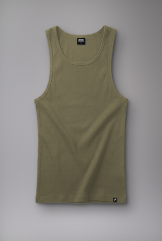haki erkek ribbed tank top passion athletics front
